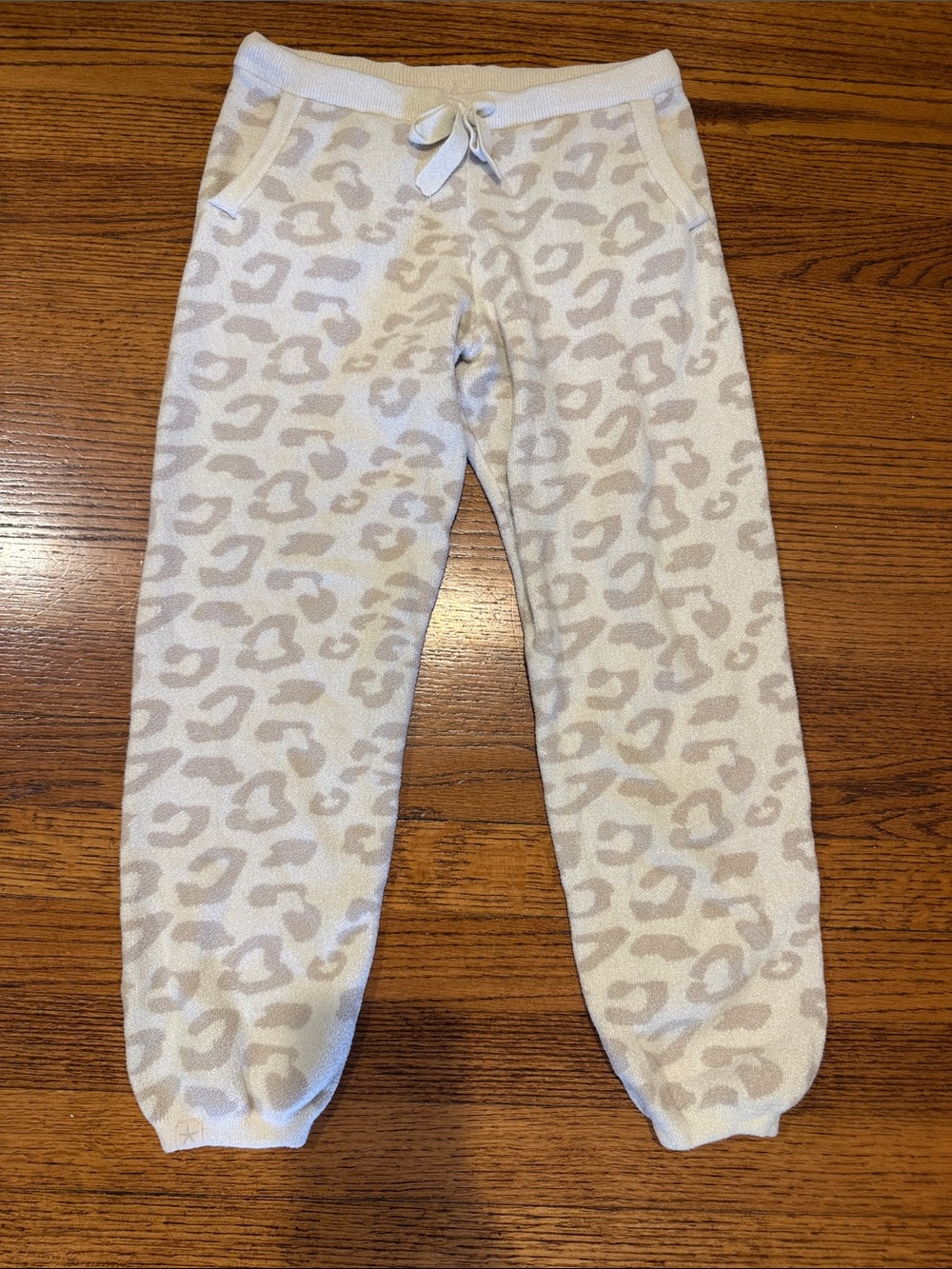 Barefoot Dreams Kids Cream and Tan Leopard Print Joggers